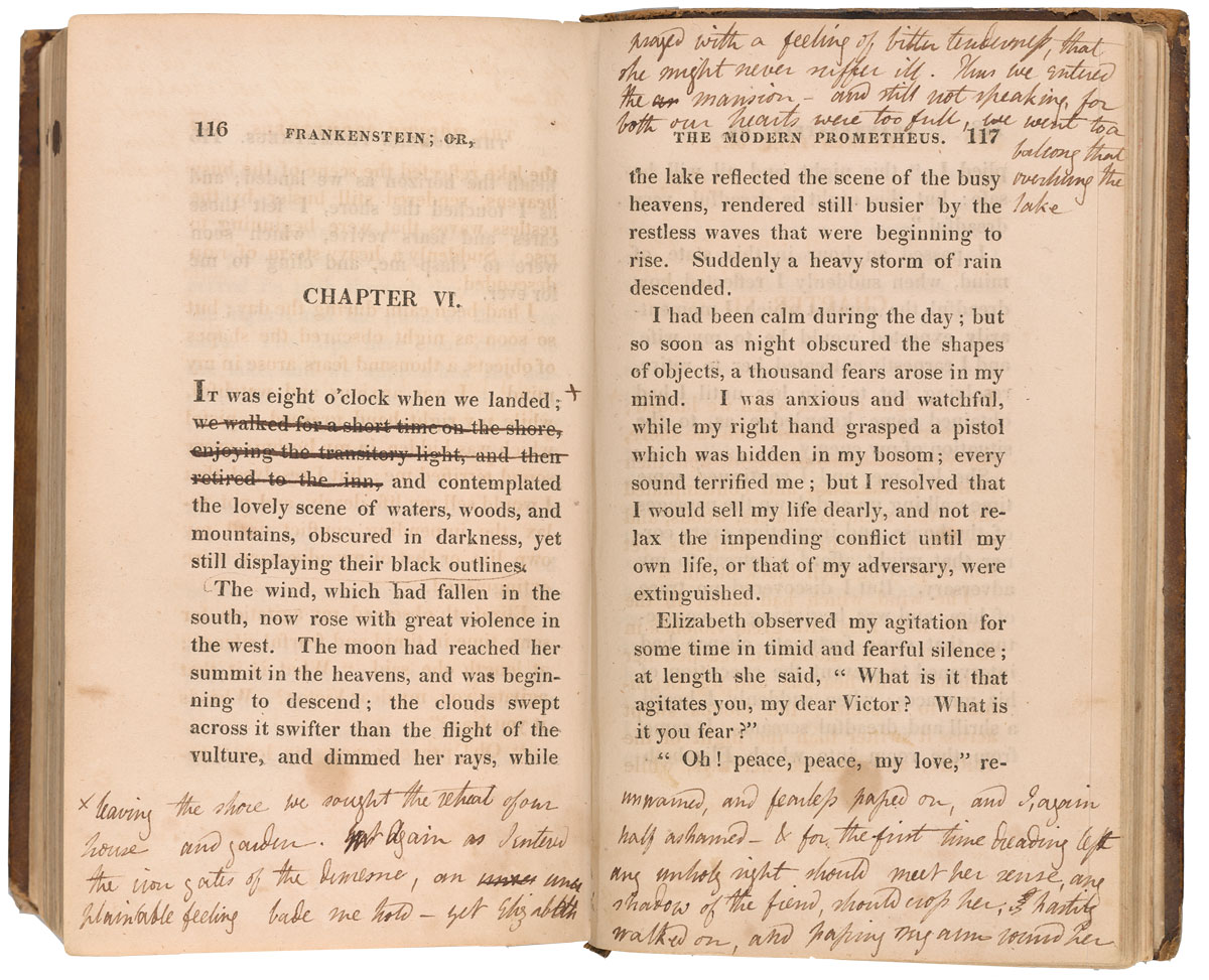 Mary Shelley’s Annotated Frankenstein, via the Morgan Library